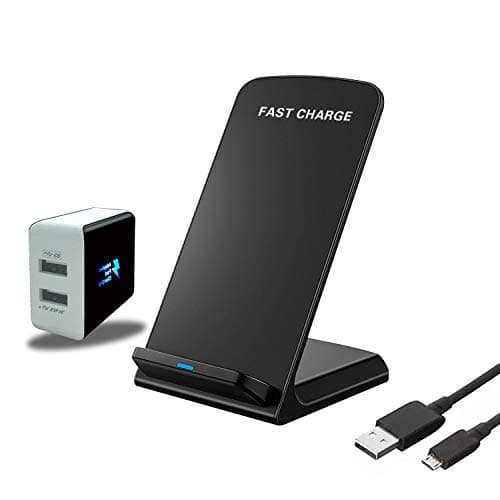 Wantacme Fast Wireless Charger Stand for All Qi-Enable, 10W Quick Wireless Charger Qi Charging Dock Compatible with Samsung S9 S8 S7 and 7.5W Wireless Charger Compatible with iPhone X XR XS (Black)