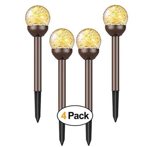 Solar Lights Outdoor, WOWLEO Cracked Glass Ball LED Outdoor Patio Lights, Landscape/Pathway Lights for Path, Patio, Weather Resistant Solar Garden Lights, Landscape Yard Lights Outdoor - 4Packs