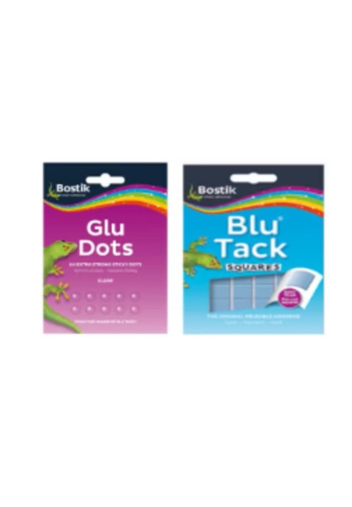 Blu Tack Handy Pack 45g, Putty Reusable Adhesive Non Toxic + Bostik Stick Dots- Extra Stong 64 X Dots