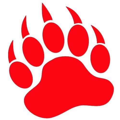 GRIZZLY BEAR PAW PRINT 3.5" RED Vinyl Decal Window Sticker for Laptop, Ipad, Window, Wall, Car, Truck, Motorcycle