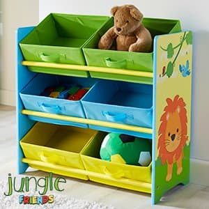 CFB Jungle Friends Wooden 6 Removable Storage Boxes Toy Organiser