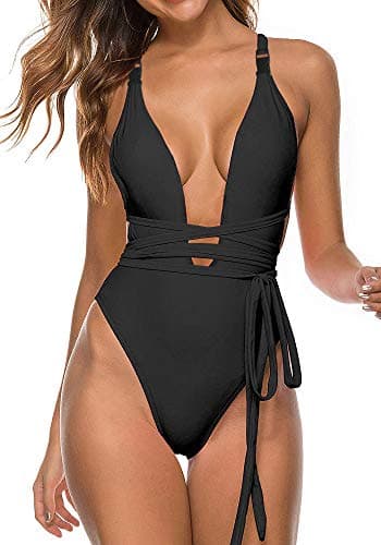 Syvent Women's Sexy Colorful One-Piece or Two-Piece Bikini Swimsuits Underwear with Cover Up (XL, P5)