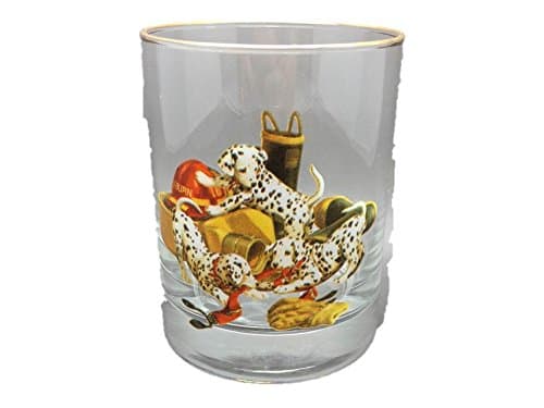 Dalmatian Firefighter Theme Old Fashion Highball Cocktail Glasses Set of 4