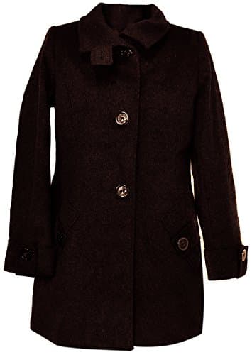 Kristen Blake Australian wool blend long peacoat stand collar jacket (S, Chocolate)