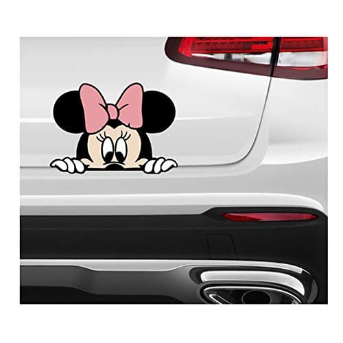 PRO CUT GRAPHICS - 1 x Minnie Mouse Peeking - Car Sticker - Wall Art Sticker Skin Vinyl Decal Window Bumper Laptop - 15cm - (Full Colour Print)