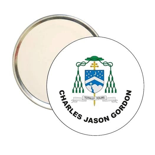 ROUND MIRROR. - HARMONIAL SHIELD CHARLES JASON GONDON- COATS OF ARMS TRINIDAD AND TOBAGO -TRINIDAD AND TOBAGO