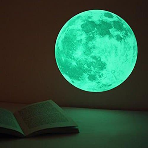 Glow In The Dark Moon Wall Sticker,Moon Night Light Luminous Wall Art Stickers Removable Adhesive DIY Wall Decals for Kids Bedroom Decoration or Ceiling,Perfect Birthday Gift(3D Moon)