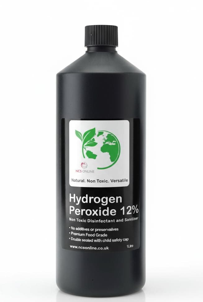 Hydrogen Peroxide 11.99% (12%) 1 Litre Food Grade, Pure and Unstabilised, Multi Purpose Cleaner and Disinfectant