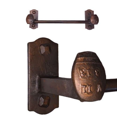 Cobre Railroad Spike Wrought Iron Towel Bar 11", Blackened Bronze Finish