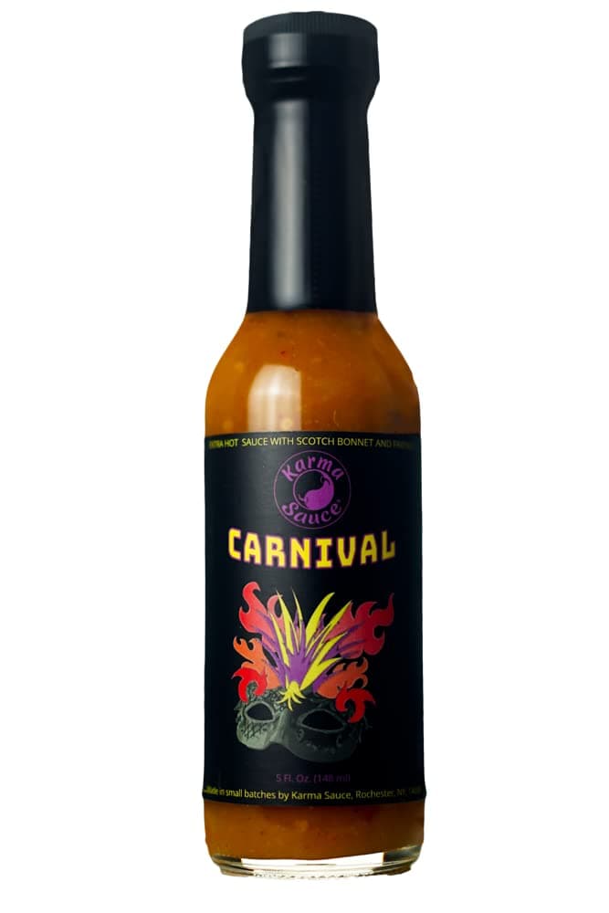 Carnival Hot Sauce | Extra Hot With Tropical Citrus Notes | Scotch Bonnet, Fatalii, Yellow Moruga Scorpion | All Natural, Vegan, Extract Free | Made In Finger Lakes, USA | 5 fl. oz bottle