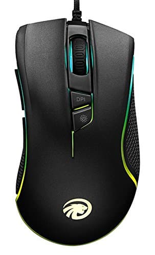 VE F300 Gaming Mouse with RGB Backlit, Optical Ergonomic USB Wired Mice with 6 Buttons 7 Shooting LED Colors for PC/Laptop/Desktop/Computer, Black