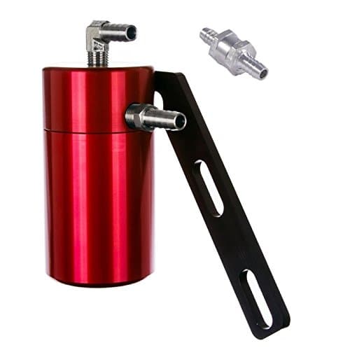 Elite Engineering Standard PCV Oil Catch Can & Hardware with Nickel Hose Barb Fittings, Check Valve & Clamps for 1998-2002 Camaro & Firebird LS1 - RED