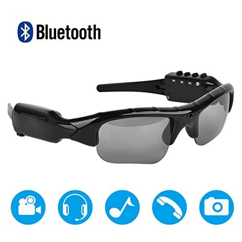 Bluetooth Sunglasses,MOVTEKE Digital Camera Sunglasses Recorder 1080P Hidden Wireless Headphones 4.1 MP3 Player Support Micro SD Card 32GB for Smart Phones