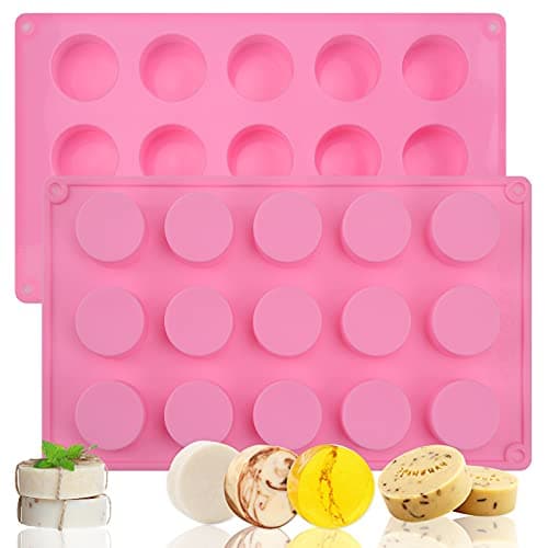 2 Pack Cylinder Silicone Soap Mold 15 Cavities Round Silicone Mold Handmade Soap Lotion Bar Bath Bomb Chocolate Cake