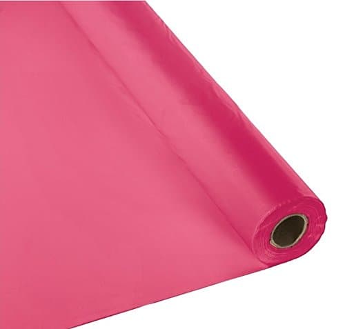 Schorin Plastic Party Banquet Table Cover Roll - 300 ft. x 40 in. - Disposable Tablecloth (Hot Pink)