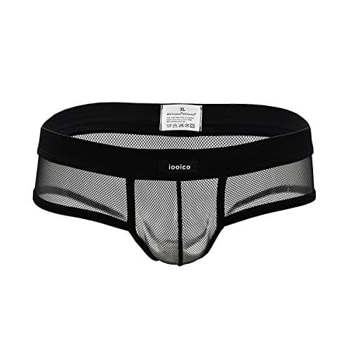 iooicoMen's Underwear, Soft Mesh Thongs G-Strings See-Through Briefs Black XS (10M)