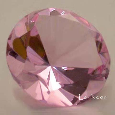 80mm (3") Pink Glass Crystal Diamond Shaped Paperweight