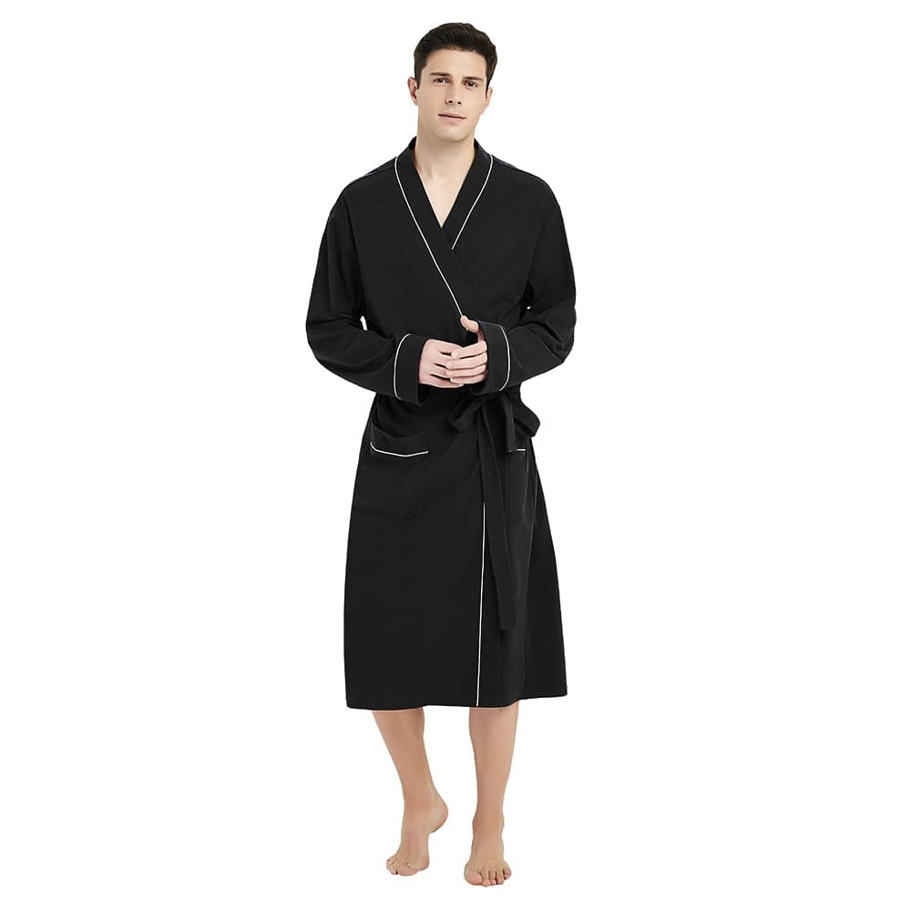 U2SKIIN Mens Cotton Blend Robe Lightweight Knit Bathrobe