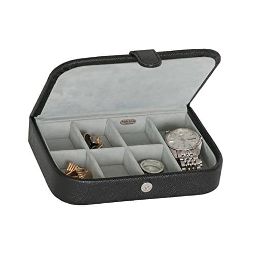 Mele Ryan Faux Leather Cufflink Mens Jewelry Travel Case - Black