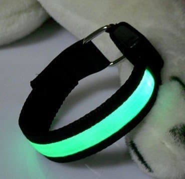 LED Arm Band for Dog Walker, Jogger, Biker And/or LED Pet Neck Band for Small Dog or Cat, Green