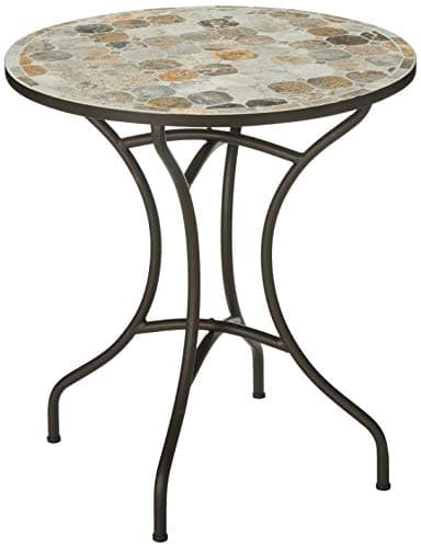 Cortesi Home CH-DT700204 Deedee Mosaic Round Indoor/Outdoor Bistro Table, 27.5", Chess Pattern, Brown