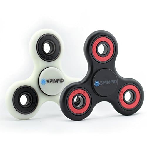 Spinfid EDC Fidget Spinner PREMIUM Quality Durable ABS Frame / NON 3D Printed / Ceramic Bearing for Long Spin Times, NEW 2017 Tri Spinner Ultra Smooth Surface Finish - 2 PACK (1 Black & 1 White)