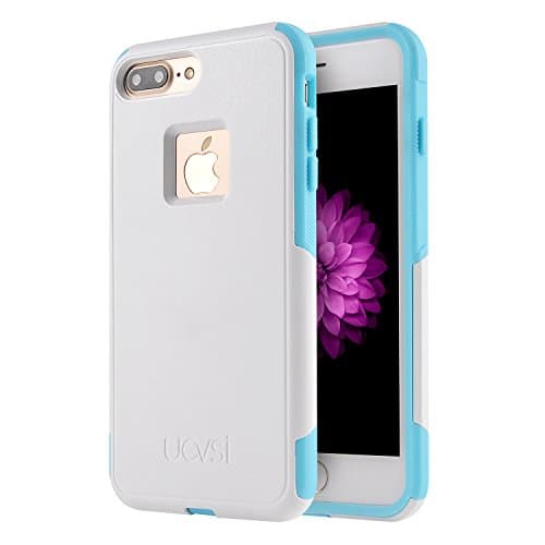 iPhone 8 Plus Case,iPhone 7 Plus Case, UOVSI [UX-8 SERIES] Anti-slip, Solid Dual Layers Radiating Silicone PC Cover for iPhone 8 plus/7 Plus (White Blue)