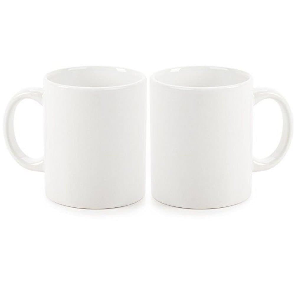 YUEMU Classic Straight Ceramic Drinking Mugs with Handle Mugs for Coffee Milk Breakfast Cups 12Oz-Pack of 2(White, 12oz)