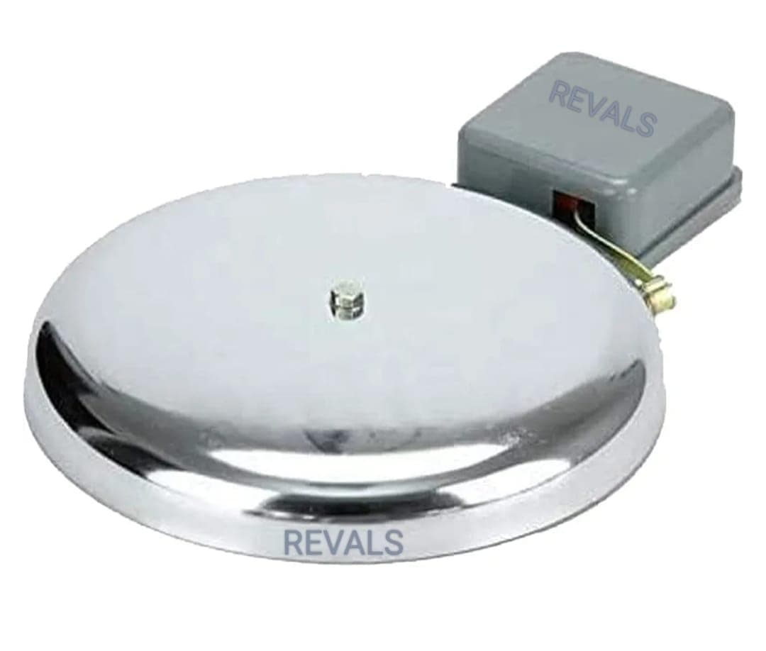REVALS 225 mm Gong Electric Industrial School College Factory Bell Wired Door Metal Chime (9 inch, Silver)