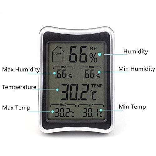 Amgagada Indoor Temperature Humidity Monitor Digital Temperature Gauge and Humidity Meter Monitor for Home Office Warehouse Greenhouse Small,ABS, Wall Mount & Tabletop Bracket