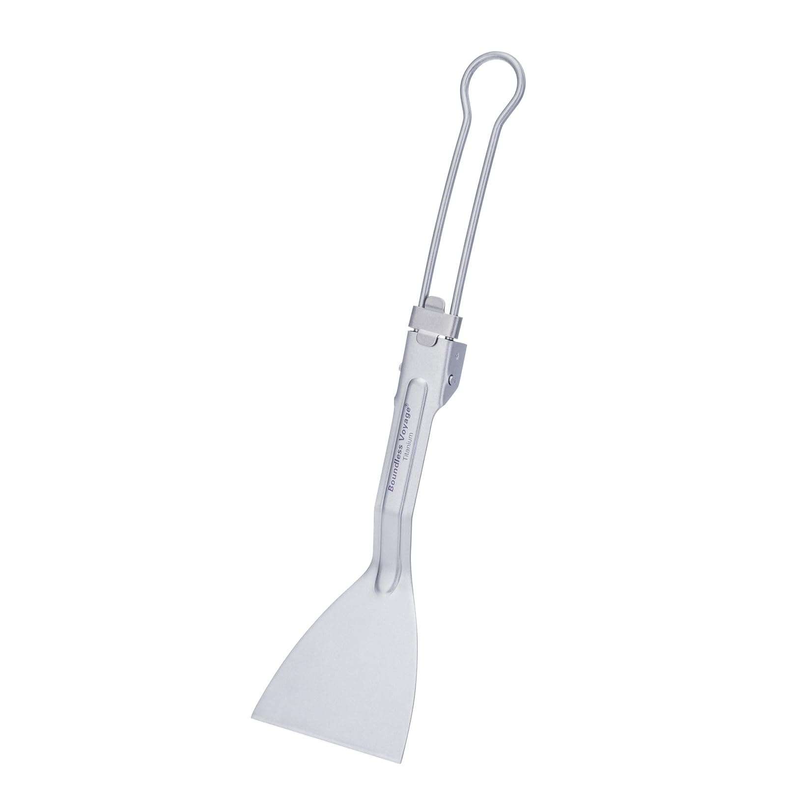 Boundless Voyage Titanium Kitchen Beefsteak Frying Shovel with Folding Handle Barbecue Spatulas Solid Turner Metal Spatula Ti1076T