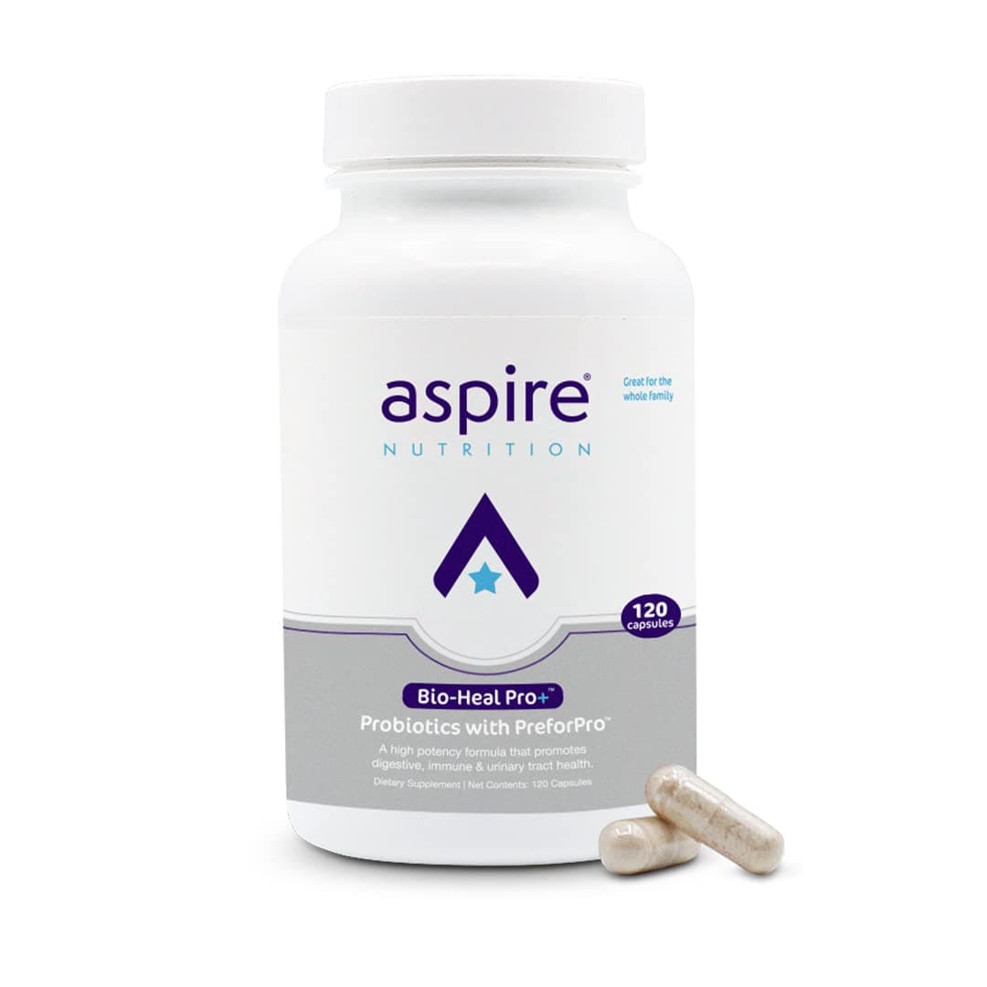 Aspire Nutrition Bio-Heal™ Pro+ - Extra Strength Probiotics for Unisex, 2X Strength, Promotes Gut Health, Immune & Brain Functions, Anti-Inflammatory & Detox, Gluten Free, 2 Month Supply - Capsule