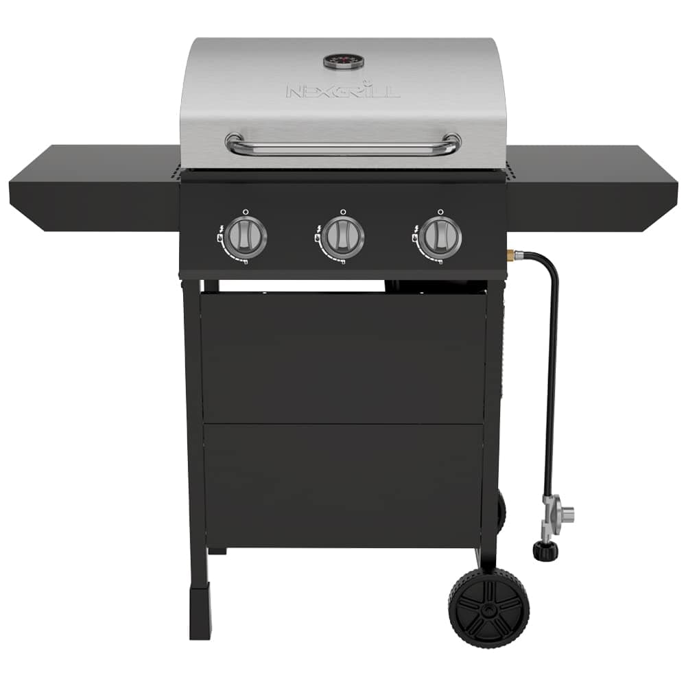 Nexgrill 3-Burner Propane Gas Grill with Side Tables, 27,000BTUs, Stainless Steel Lid, Spacious 429 SQ. In. Cooking Space, BBQ Grill for Outdoor Cooking, Patios, Parties, and More - 720-1012