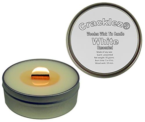 Cracklez Crackling Unscented Wooden Wick Tin Candle White