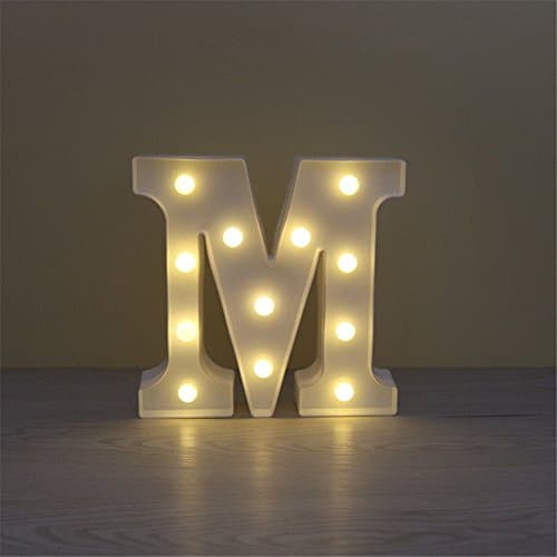 Alphapet Decorative Light Up Sign Led Letters Lights Decoration For Festival Party Wedding Holiday(M Warm White&Battery Operated) (M)