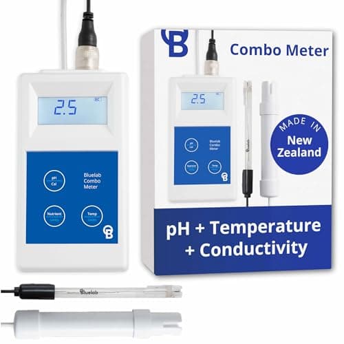 Bluelab METCOM Combo Meter for pH, Temperature, and Conductivity Measures, Easy Calibration, White