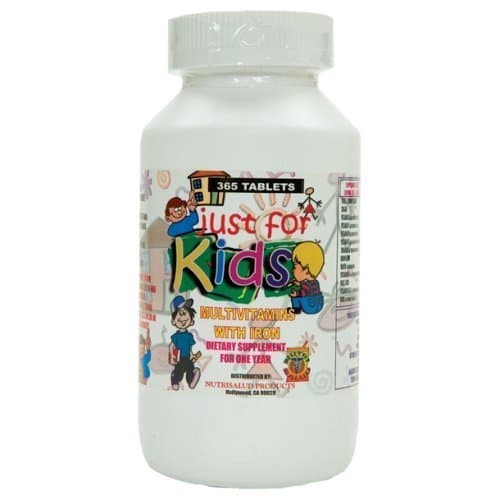 Vitaminas para nios Just for Kids. Suplemento para todo un ao.Vitaminas y Minerales para el crecimiento, memoria y apetito en forma de dulce para nios de 4 aos en adelante. by Nutrisalud Products