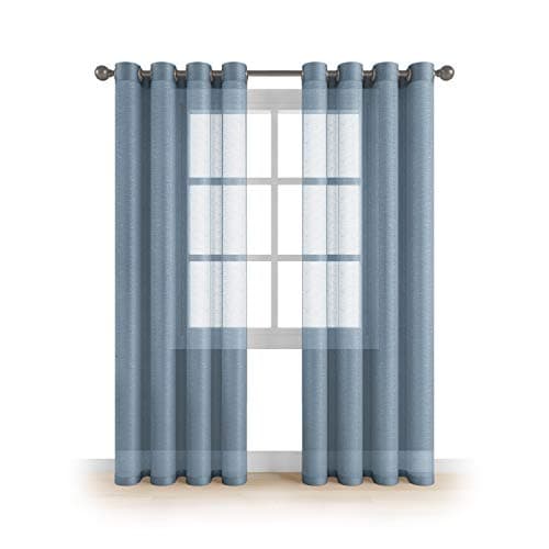MEMIAS Premium Window Sheer Elegant Voile Curtains with Grommets for All Rooms Decoration, 2 Panels, Each Panel, 54" W x 84" L, Quite Blu