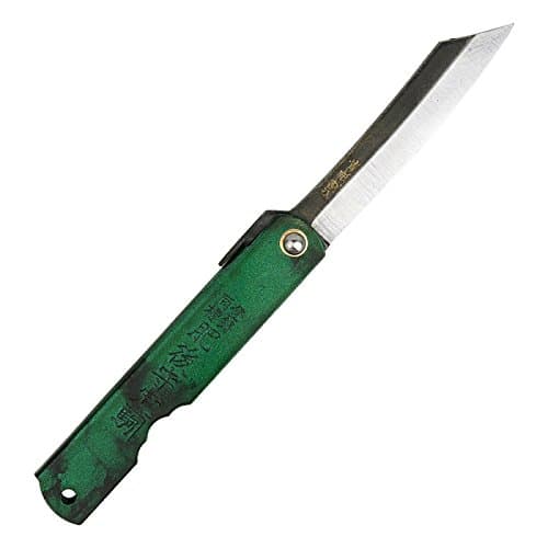 HIGO NO KAMI Folding Knife – Special Black Back Blue Paper Steel 100mm Jade
