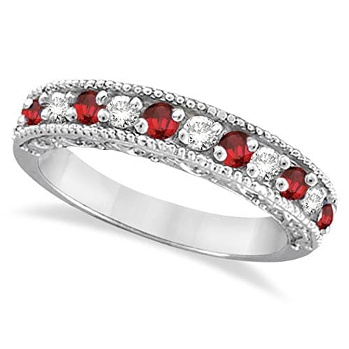 14k Gold Diamond and Ruby Ring Anniversary Band (0.59ct)