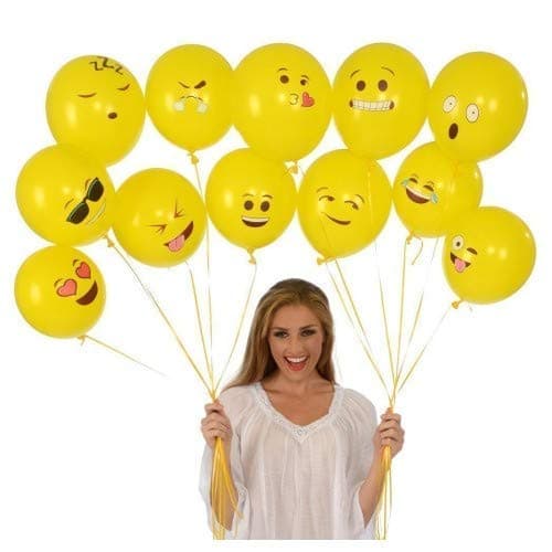 Party Propz Emoji Balloons for Birthday - Set of 100 Pcs (10 inches each) Latex Smiley Balloon for Kids | Smiley Theme Bday Decoration | Balloons for Birthday (Yellow)