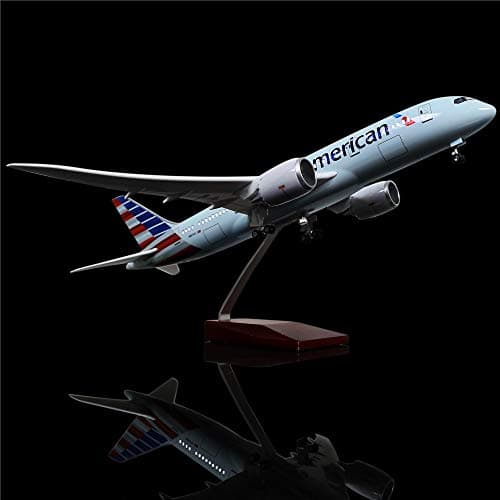 LESES 1:130 Scale LED Light Model Airplane American Boeing 787 18 inches Resin Display Plane Model
