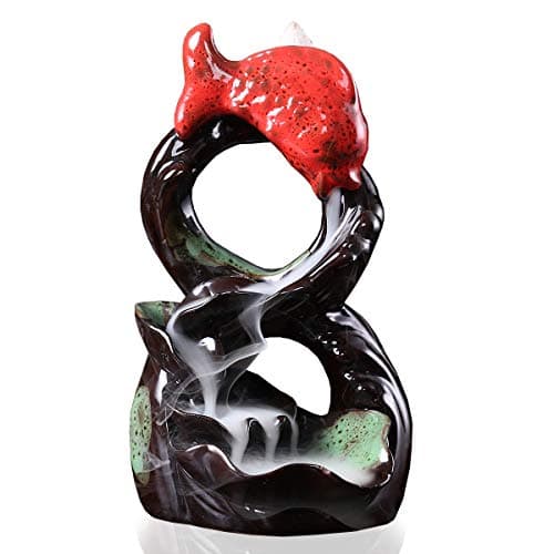 Fish Backflow Incense Burner Handmade Ceramic Waterfall Incense Holders Home Decor Artwork Gift Decorations Statue Ornamentsb