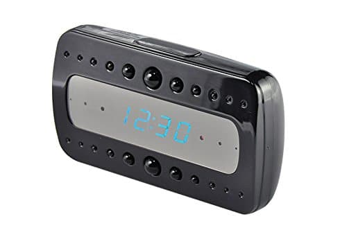 Original Eyecam 1080P Alarm Clock Spy Camera Full HD 1080 p 1920 * 1080P Black Glass – Mirror Spy Digital Clock with Motion Sensor (Motion Detection and Night Vision Mode, 1920 x 1080 pixel with 5MP 5 Mega pixel Video Camera, 12 Hours Battery, Eyecam (202)