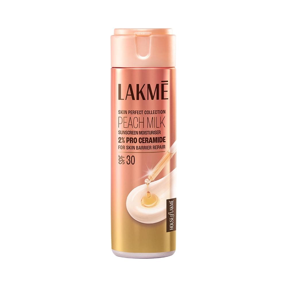Lakmé Peach Milk Moisturiser SPF 30 with 2% Pro-Ceramide | Daily UV Defense, Hydrating & Skin Barrier Repair Cream | Lightweight, For Dry Skin, Normal, Oily Skin & Sensitive Skin 60ml