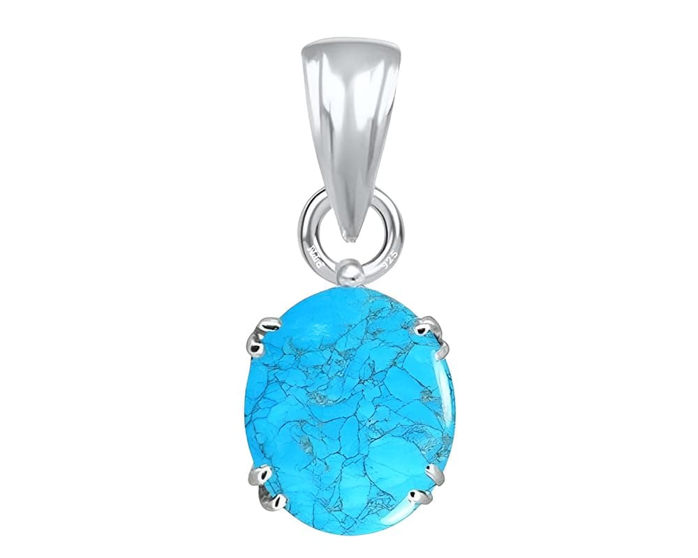 - Sterling Silver Turquoise/Firoza 3.25 Ratti to 10.25 Ratti or 3 Carat to 9.5 Carat Natural Certified Astrological Gemstone 925 bis Hallmark pendant for Men & Women -vslp1