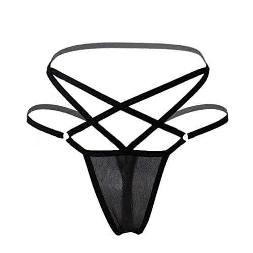 Women's Black Charming Thong Lingerie lace G-String T-Back Panties Strappy Body Harness Panties Gift for Valentine