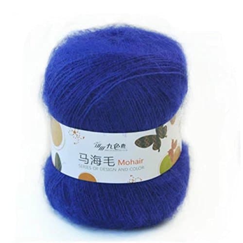 Celine lin One Skein Soft Natural Angola Mohair Wool Knitting Yarn 50g,Sapphire Blue
