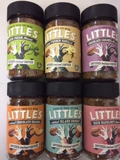 Little's Instant Flavoured Coffee 6 Jar Set, Irish Cream, French Vanilla, Chocolate Caramel, Chocolate Orange, Island Coconut & Rich Hazelnut.
