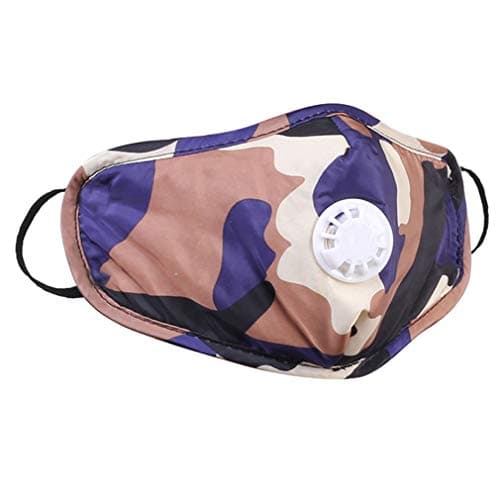 Reusable Filter Outdoor Masks with Respirator Valve Washable Dustmask Camouflage Outdoor Sports Masks Unisex Adult Breathable Face Masks for Pollen Allergy, Running, Cycling (1, Purple)